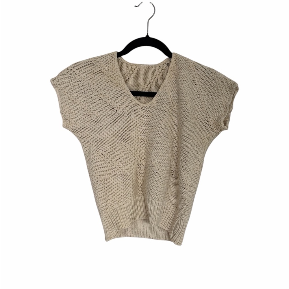 Vintage‎ beige knit cap sleeve sweater top